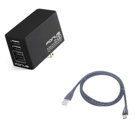 Power Cord Type-C Metal USB Cable w 4-Port USB 34W Home Charger J9K for Alcatel 3V (2019) - ASUS ROG Phone 2 - BLU G9 Pro - BOLD N1 - Coolpad Legacy S - Google Pixel 4 XL - LG G8X ThinQ price history on PriceWatchPro