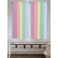 thumbnail image 6 of Living Room Curtains 72 Inches length, Rainbow Stripes Window Treatment Curtain Drapes, Modern Colorful Cream Striped Aesthetics Light Filtering Drapes for Bedroom Laundry Room, 52"x72", 2 Panels, 6 of 7