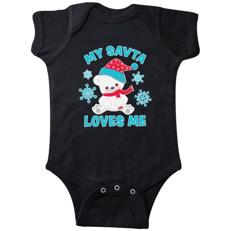 

Inktastic Polar Bear My Savta Loves Me in Santa Hat with Snowflakes Gift Baby Boy or Baby Girl Bodysuit