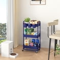 thumbnail image 4 of Carrito utilitario JIUYOTREE de plástico de 3 niveles, color azul enrollable, 4 of 8