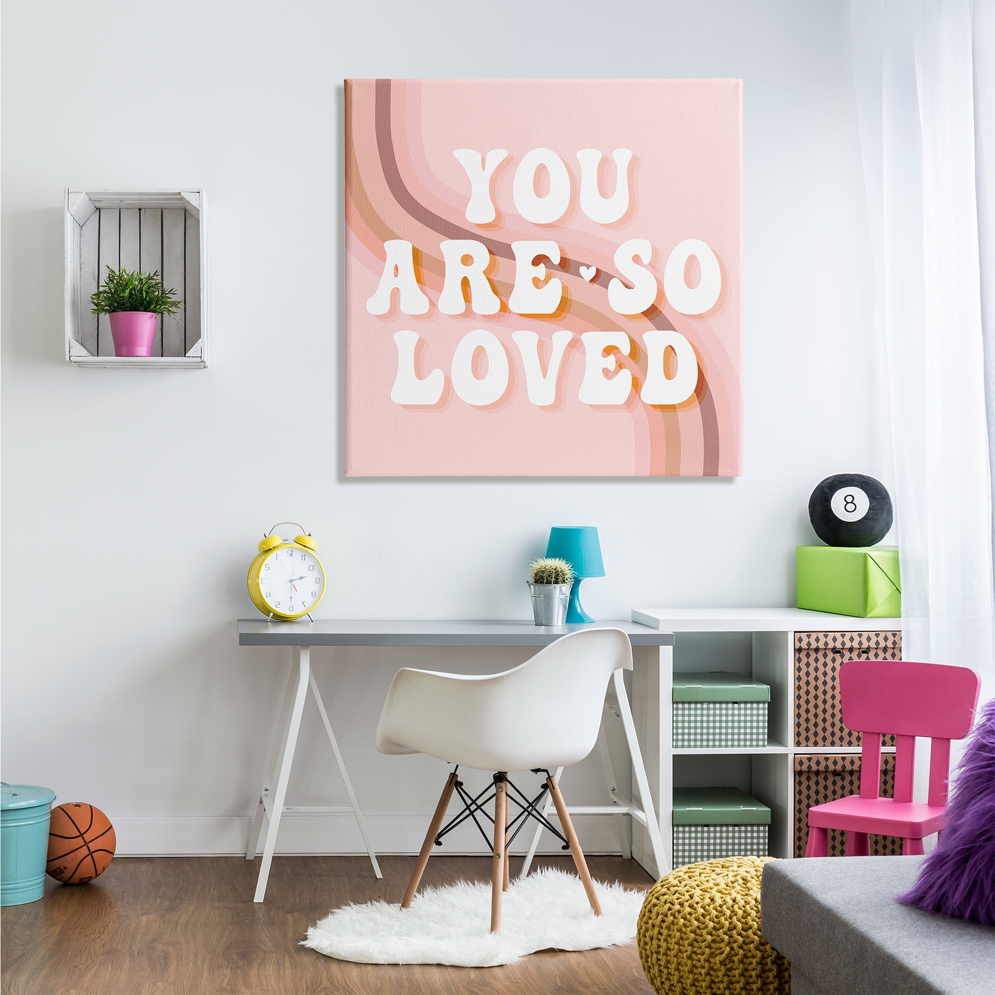 Stupell Industries You Are So Loved Phrase Retro Curved Rainbow, 36 x 36, Design by Daphne Polselli