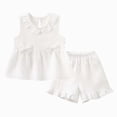 thumbnail image 2 of KPOPLK Toddler Baby Girls Summer Clothes Floral Sleeveless Tops + Shorts 2 Pieces Set Summer Kids Graphic Print Outfit Set 12M - 5T(12-18 Months,White), 2 of 6