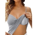 thumbnail image 3 of Built in Bra Tank Tops for Women No Underwire Workout Sports Padded Shirts Spaghetti Strap V Neck Camisole Tops ,M,Gray, 3 of 8