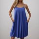 thumbnail image 4 of Camisón de mujer con bolsillos, sin mangas, con pliegues en la parte delantera, cuello redondo, 4 of 6