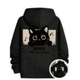 thumbnail image 6 of Men's Black Cat Print Hoodie, Autumn and Winter Sweatshirt, 6 of 8