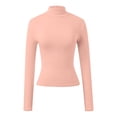 thumbnail image 4 of Womens Tops Dressy Casual Long Sleeve High Neck Slim Fit Stretch Basic Solid Color Tee Shirt Fashion Trendy Clothes, 4 of 5