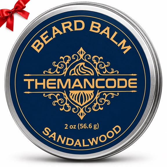 THEMANCODE Beard Balm for Men, Sandalwood Scent, Beard Care & Grooming Balm, Softens & Nourishes Beard, Gift for Men, 2 oz