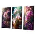 thumbnail image 3 of Designart "Fairy Daisy Wonderland Close-up III" Daisy Wall Art Set Of 3 - Traditional Pink Canvas Set For Living Room Decor, 3 of 6