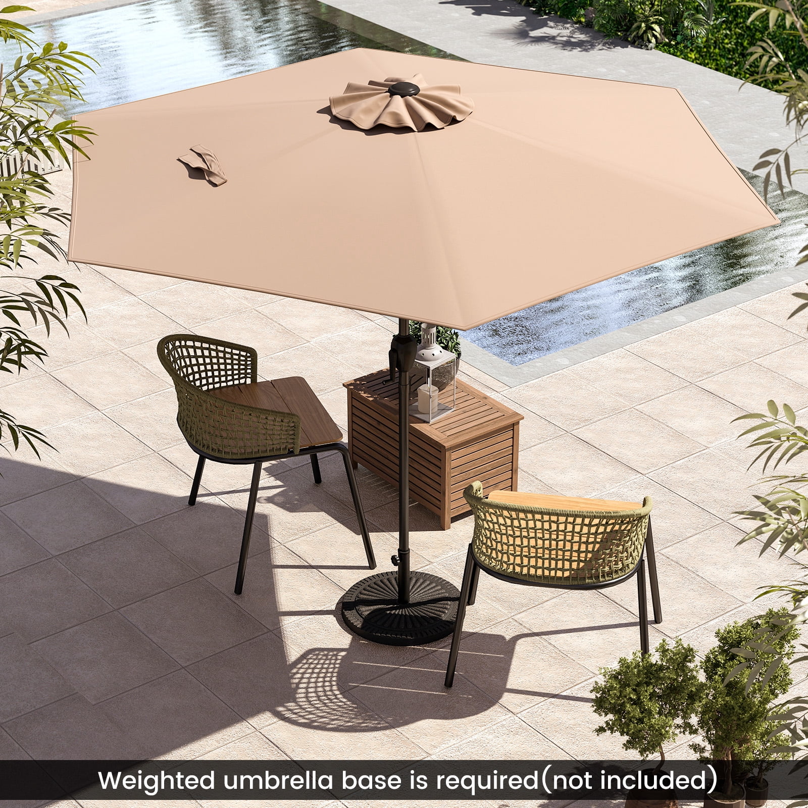 Gymax 7.5 ft Patio Umbrella Outdoor Heavy Duty Market Umbrella w/ Push Button Tilt Tan