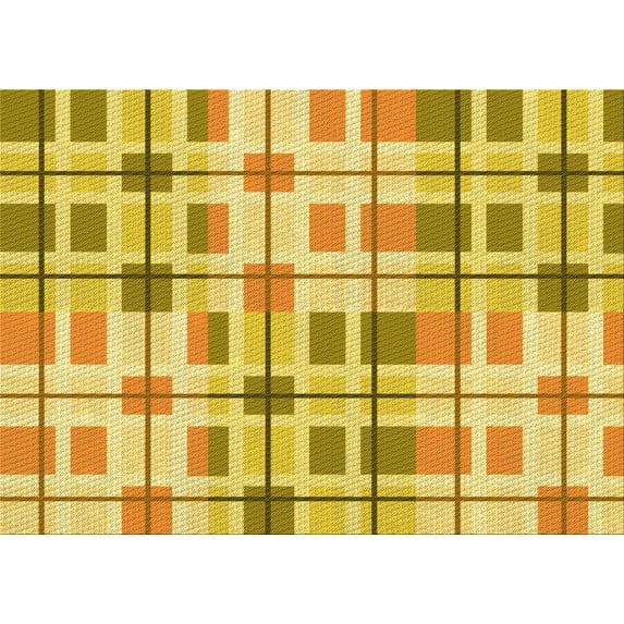 Ahgly Company Machine Washable Indoor Rectangle Transitional Bold Yellow Area Rugs, 7' x 9'