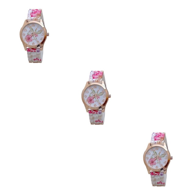 Qarigey Fashion Wrist Watch Wear-resistant Printing Watches Buckle Causal Needle Pointer with Wristwatch Lightweight Clock Type1
