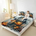 thumbnail image 4 of jejeloiu Halloween Shop Bed Sheets,Spooky Pumpkin Lantern King Sheets,Autumn Fall Maples Sheet Set For Teen,Microfiber Bedroom Decoration,4pcs, 4 of 7