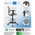 thumbnail image 2 of Boss Office Contoured Comfort Rolling Fabric Drafting Stool with Arms in Gray, 2 of 8
