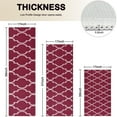 thumbnail image 4 of Burgundy Geometric Quatrefoil Pattern Kitchen Rugs Sets Of 3,Kitchen Runner Rugs Non Skid Washable,Decorative Kitchen Floor Mats for Kitchen,Sink,Laundry,17"x30"+ 17"x47" + 17"x59", 4 of 6