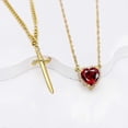 thumbnail image 3 of Collar de pareja de corazón y espada de acero inoxidable dorado con cadena de circonitas de corazón rosa, collar de espada a juego de moda con corazón, collares románticos para, 3 of 5
