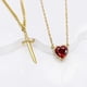 thumbnail image 3 of Heart and Sword Couples Necklace Gold Stainless Steel Pink Heart Zirconia Chain Trendy Matching Sword Through Heart Necklace Set Romantic Necklaces fo, 3 of 5