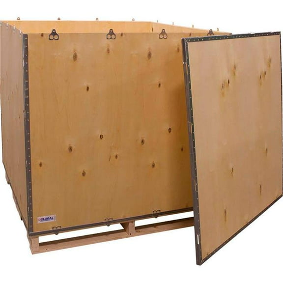 National Corrugate B2352211 Global Industrial 6-Panel Shipping Crate with Lid & Pallet - 48 x 48 x 48 in.