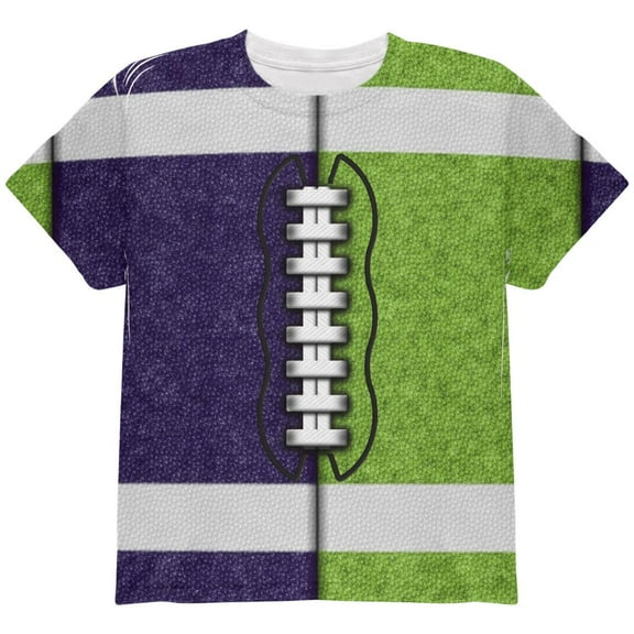 Fantasy Football Team Navy and Electric Green All Over Youth T Shirt Multi YLG