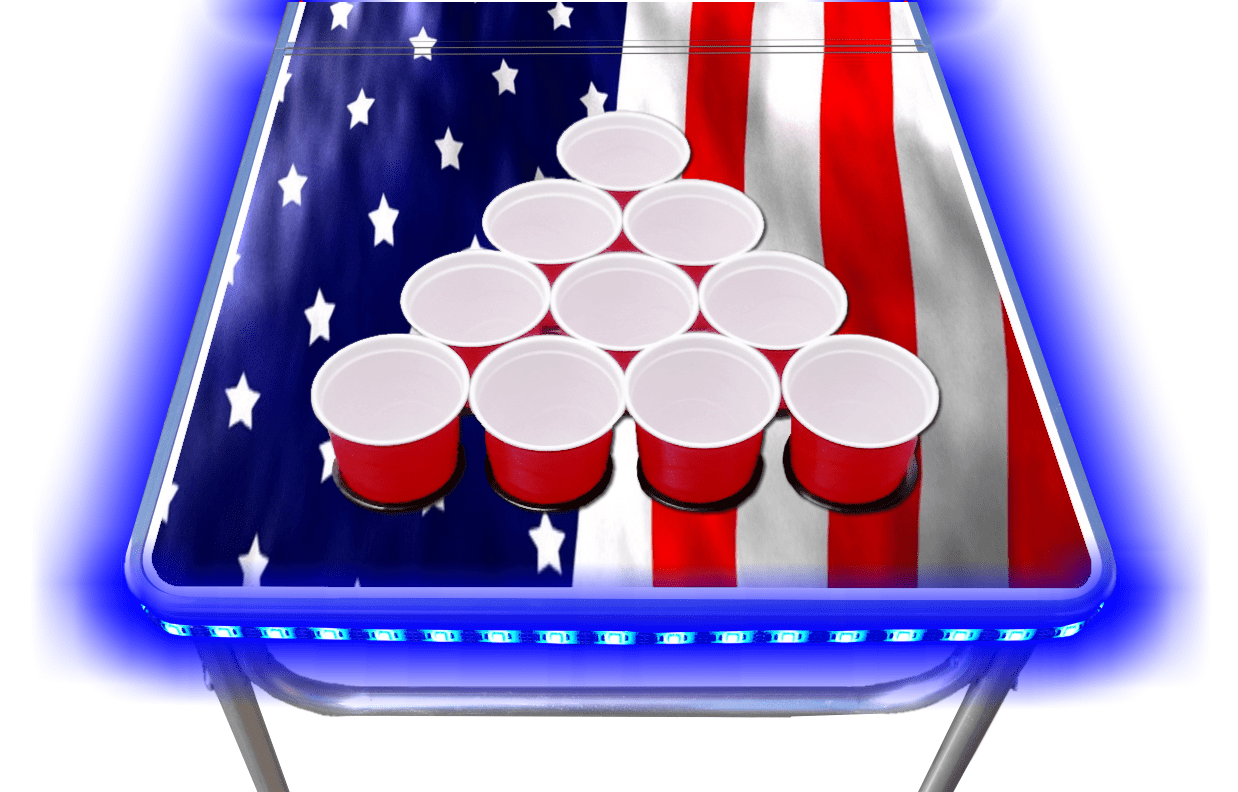 8-Foot Professional Beer Pong Table With Optional Cup Holes, LED Lights, Dry Erase Surface & Party Pong Graphics - Choose Your Table Model