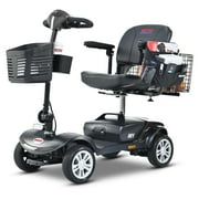 Longe Range Powered Mobility Scooters for Seniors with Head Light Cup Holder Baskets, Folding 4 Wheel Mobility Scooters for Daily Life, Foldable in Boot Trunk for Traveling with Family, Gloss Black