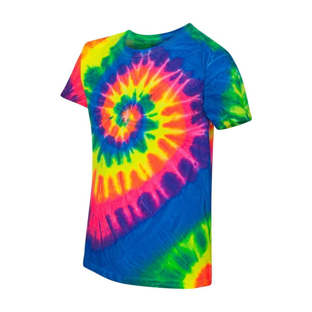 Dyenomite - Dyenomite - Youth Multi-Color Spiral Tie-Dyed T-Shirt ...
