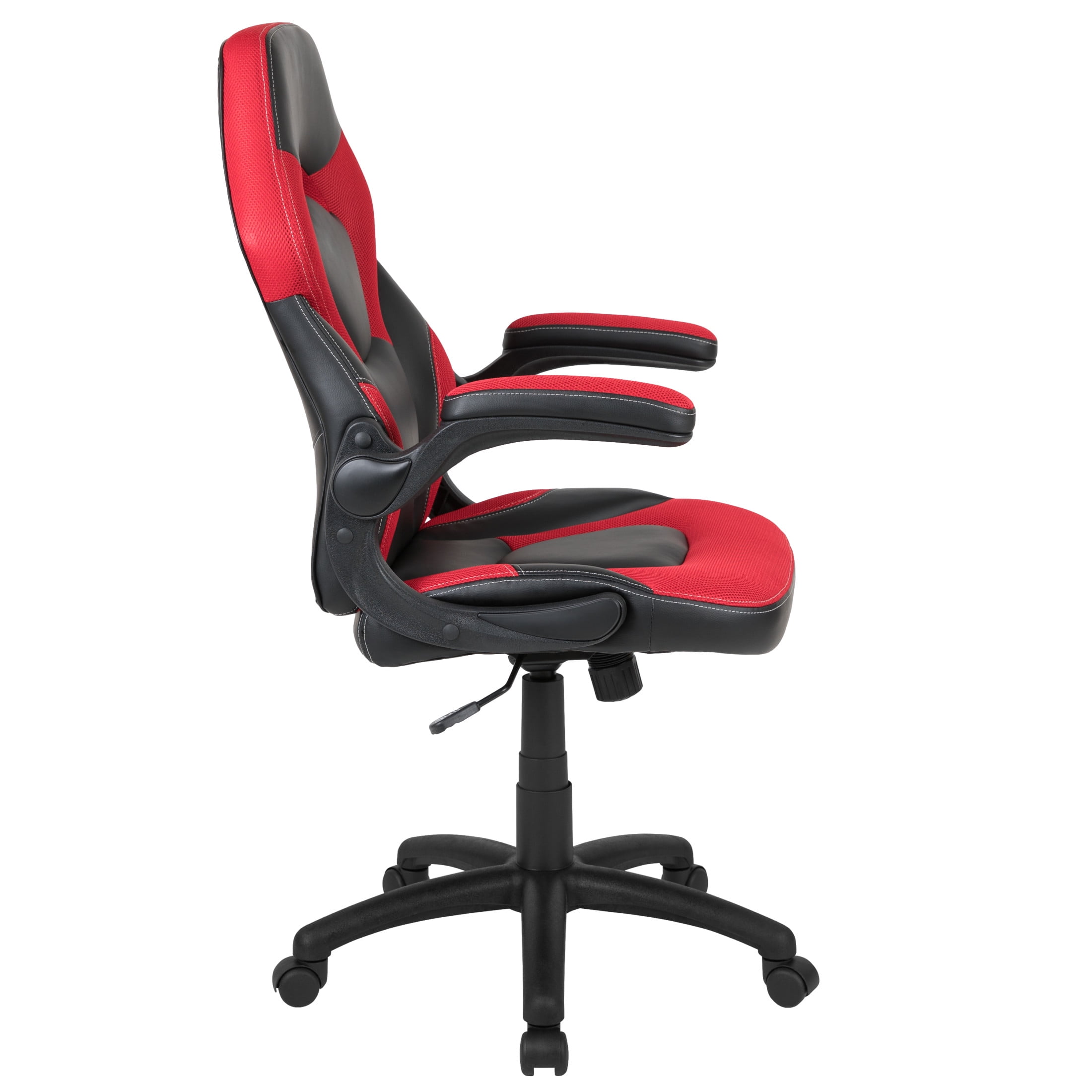 Emma + Oliver Gaming Racing PC Chair with Flip-up Arms, Red/Black LeatherSoft