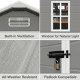 thumbnail image 5 of 6x4 FT Resin Storage Shed, Lofka Plastic Outdoor Shed  with Heavy Duty Floors, 135.6 cu ft, Colorfast, Side Window, Double Lockable Doors for Garden Backyard, 5 of 11