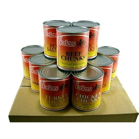 - Yoder's Canned Premium Variety Pack (Beef, Chicken, Hamburger, Turkey, Pork, Pork Sausage) 12 Cans/Full Case
