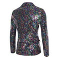 thumbnail image 4 of Wrtxtat Men's Shiny Sequin Blazer Sparkle Metallic Tuxedo Party Jacket Festival Party Prom Performance One Button Jacket Big and Tall Multicolor XXXXL, 4 of 9