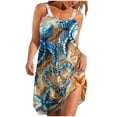thumbnail image 2 of Viikei Womens Summer Dresses under $10,Summer Dresses for Girls,Women's Sleeveless Round Neck Printed Casual Daily Beach Medium Style Dress Blue L, 2 of 5