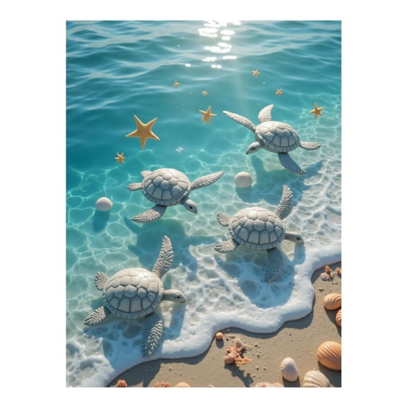 Diamond Art Kit for Adults, Sea Turtles Ocean Waves Beach Stars Diamond Painting for Adults Beginners, DIY Diamond Art Painting Kits, 5D Diamond Painting Crafts for Home Decor 12x16 Frameless