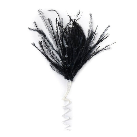 Zucker Feather Products Feather Floral Pick w/Ostrich - Pearls - 5" x 5" - Black