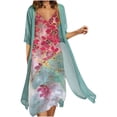 thumbnail image 1 of TopLLC Womens Summer Dresses Ensemble Deux Pièces à Imprimé Floral Flowy Chiffon Dress Grande Taille Col Rond Sans Manches Dress Invité de Mariage, 1 of 5