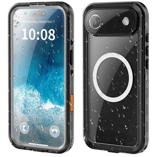 for iPhone Air 6.5 inch Waterproof Case Compatible with MagSafe, Magnetic Waterproof Full Body IP68 Underwater Case Built-in Screen Protector Military Grade Shockproof Cover with Lanyard