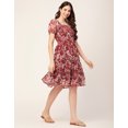 thumbnail image 3 of Moomaya Womens Printed Smocked Dress Knee Length Summer Dress, 3 of 8