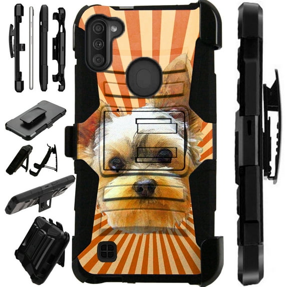 WORLD ACC LuxGuard Holster Case Compatible with Samsung Galaxy A11 Hybrid Phone Cover (Yorkie)