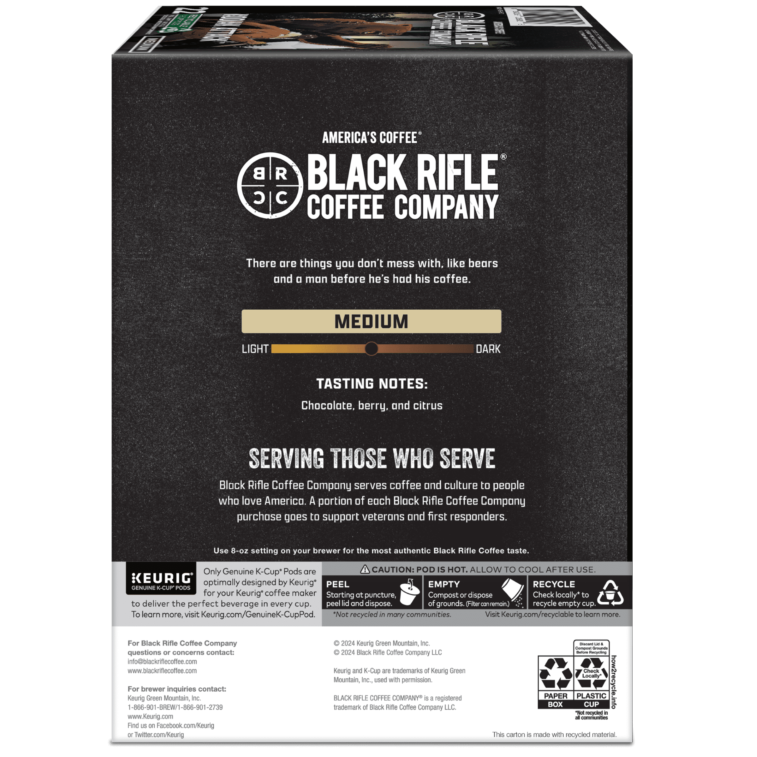 (4 pack) Black Rifle Coffee Company Kodiak Attack K Cups Pods, Medium Roast, 22 Ct