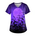 thumbnail image 1 of LINMOUA Plus Size Halloween Printed Working Uniform Tops For Women V-Neck Short Sleeve T-Shirts Workwear Tee With Pockets, 1 of 4
