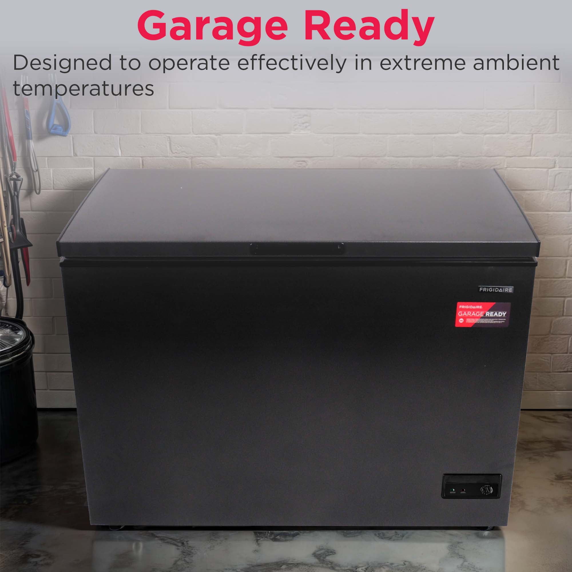 Frigidaire 10 Cu. ft. Garage Ready Chest Freezer in Black Granite Finish, Large Deep Freezer for Garage, Kitchen, Basement, Bulk Food Storage