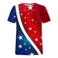 thumbnail image 5 of Cavosen Short Sleeve Tops for Women Crew Neck Stars Stripes Patriotic Tee Red White and Blue Graphic Shirt Summer Loose Tops, 5 of 5