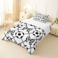thumbnail image 2 of Castle Fairy Sport Soccer Bow Twin Comforter Sets 2pcs, Geometric Plaid Bedding Set, Black White,1 Comforter and 1 Pillowcase, 2 of 6
