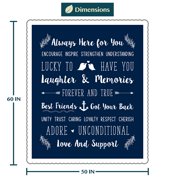 PAVILIA Best Friend Blanket, Friendship Gifts for Women Birthday Soul Sister Long Distance Bestie, Soft Cozy Sherpa Throw Blanket with Sentimental Thoughtful Quotes, BFF Stuff Gift Idea, Navy Blue