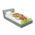 thumbnail image 2 of Ambesonne Cartoon Fitted Sheet & Pillow Sham Set, Cub with Butterflies, Twinxl, Orange Cream Green, 2 of 2