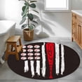 thumbnail image 4 of Round Area Rug 4ft, American Flag Baseball Non-Shedding Washable Area Rug, Patriot Black and White Red Non Slip Low-Profile Circle Rugs for Living Room, Bedroom Dining Room, 4 of 9