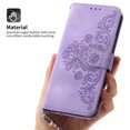 thumbnail image 6 of Case for iPhone 14, Premium PU Leather Magnetic Flip Wallet Case with Card Holder Cash Slot Wrist Lanyard Kickstand Function Embossed Flower Pattern Shockproof Cover,Purple, 6 of 15