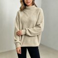 thumbnail image 6 of Xdegoge Women's Mock Neck Oversized Sweater Long Sleeve Textured Chunky Knit Pullover Jumper Fall Winter Casual Knitwear, 6 of 8