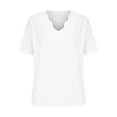 thumbnail image 4 of iHengLiXing Spring Tops for Womens Dressy Casual Women's Summer Fashion Solid Color Neck Casual Short Sleeved Top White L, 4 of 6