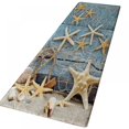 thumbnail image 4 of Non Slip Door Floor Mat 3D Thickened Printed Carpet Flannel Fabric  Backing Bath Area Rug Wood Grain/Starfish/Wave Pattern Absorbent Mat, 4 of 9