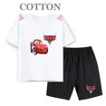 thumbnail image 3 of Conjunto de camiseta y pantalones cortos de verano para niños, camiseta de algodón de manga corta con dibujos de coches y pantalones, conjunto de 2 piezas, ropa para niñas y niños, conjunto para bebés, 3 of 5