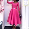 thumbnail image 4 of AURA Plus Size Summer Solid Color A Line Swing Dress Elegant High Waist Midi Evening Dress XL XXXL, 4 of 10